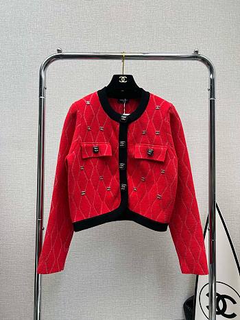 Chanel red knitted jacket