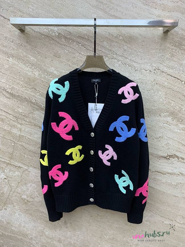 Chanel black CC cardigan - 1