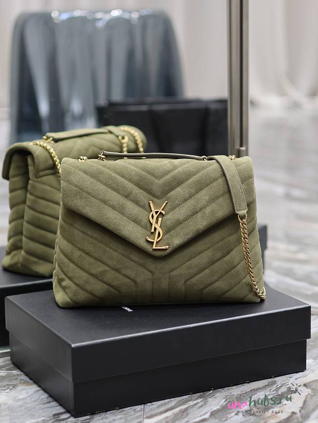 YSL Loulou Green Velvet Leather 25cm Bag - 1