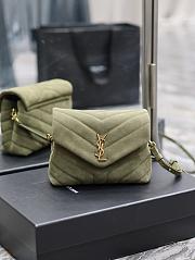 YSL Loulou Green Velvet Leather 20cm Bag - 1