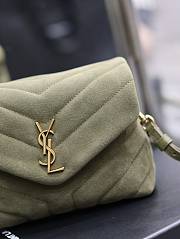 YSL Loulou Green Velvet Leather 20cm Bag - 3