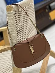 YSL Sienna Logo Plaque Brown Shoulder Bag - 3