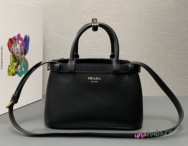 Prada small black leather handbag with belt 1BA418 bag - 1