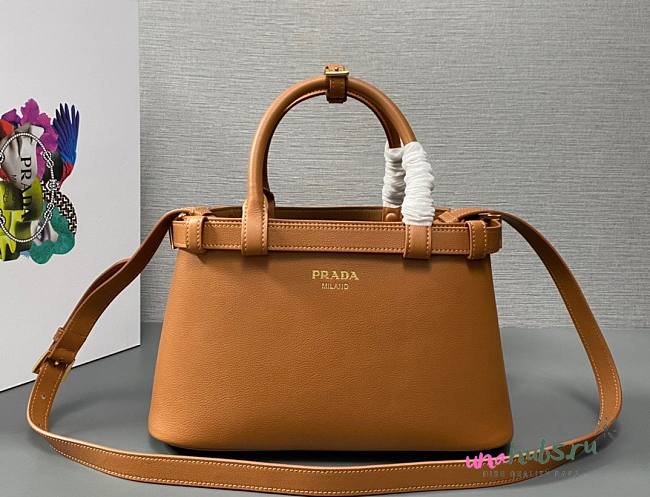 Prada small brown leather handbag with belt 1BA418 bag - 1