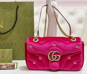 Gucci GG Marmont pink velvet double G studs bag