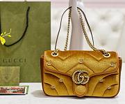 Gucci GG Marmont yellow velvet double G studs bag - 1