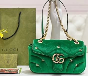 Gucci GG Marmont green velvet double G studs bag