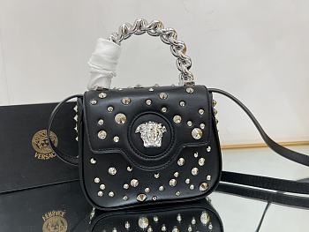 Versace Black Mini La Medusa Spiked Top Handle Bag