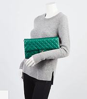 Chanel Green Quilted Caviar Leather Flap Clutch Bag - 6