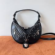 Versace Black Small Repeat Hobo Leather Shoulder Bag - 6