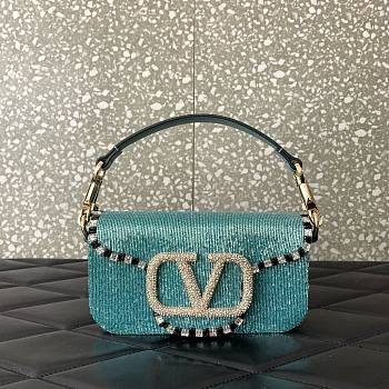 Valentino Loco Embroidered Small Blue Bag