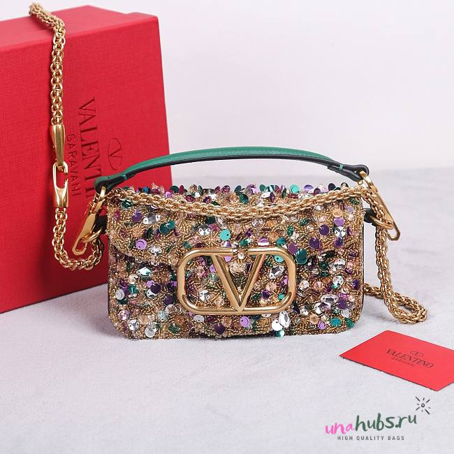 Valentino Loco Embroidered Small Green Bag - 1