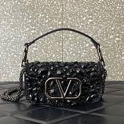 Valentino Loco Embroidered Small All Black Bag - 1