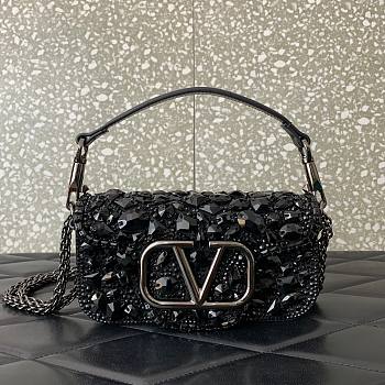 Valentino Loco Embroidered Small All Black Bag