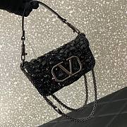 Valentino Loco Embroidered Small All Black Bag - 5