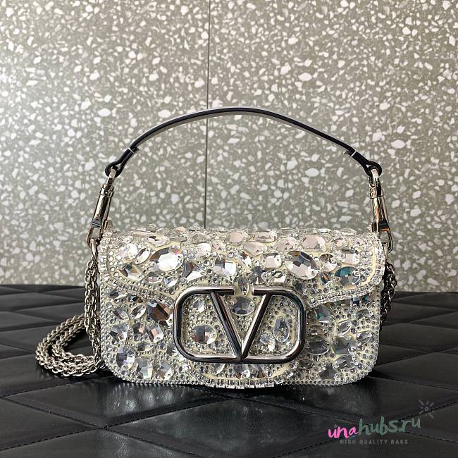 Valentino Loco Embroidered Small All Silver Bag - 1