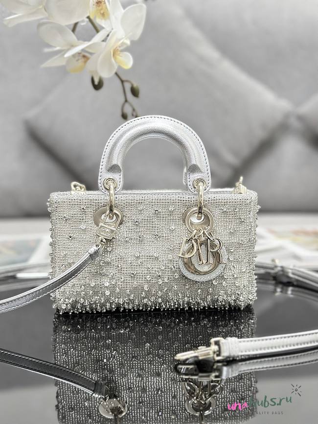 Dior Lady D-Joy micro silver radient bead bag - 1