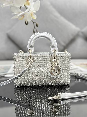 Dior Lady D-Joy micro silver radient bead bag