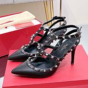 Valentino black leather silver studs heels - 6