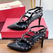 Valentino black leather silver studs heels - 3