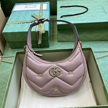 Gucci GG Marmont half-moon-shaped beige leather bag 