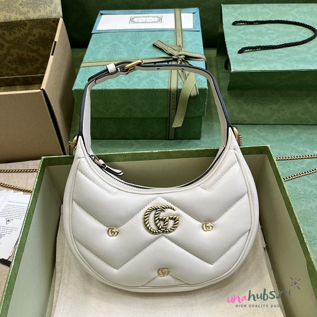 Gucci GG Marmont half-moon-shaped white leather bag  - 1