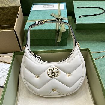 Gucci GG Marmont half-moon-shaped white leather bag 