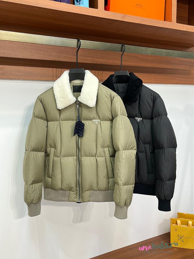 Prada puffer sherling ( green/ black) coat - 1