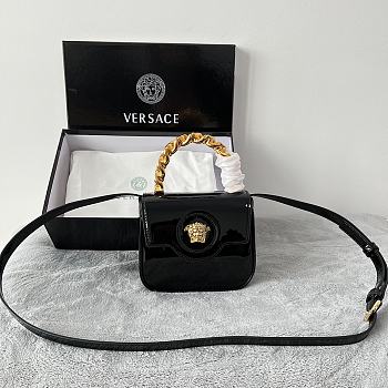 Versace La Medusa black patent mini bag