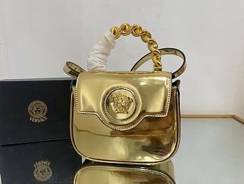 Versace La Medusa gold patent mini bag