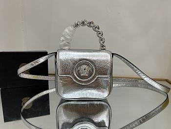 Versace La Medusa silver leather mini bag
