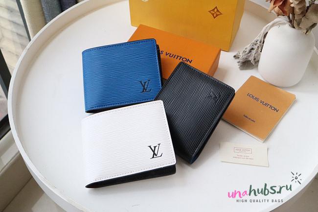 Louis Vuitton BRAZZA short wallet ( white/ black/ blue) - 1