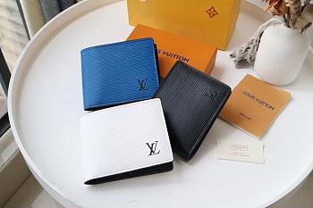 Louis Vuitton BRAZZA short wallet ( white/ black/ blue)