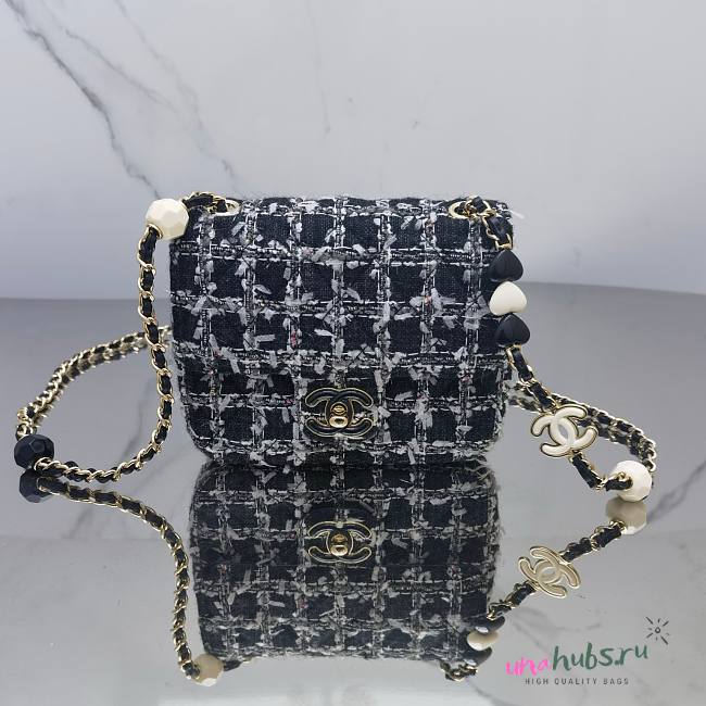 Chanel 23P Mini Flap Bag in Black Tweed AS3782 - 1