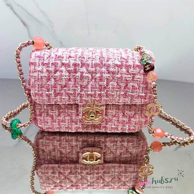 Chanel 23P Small Flap Bag in Pink Tweed AS3782 - 1