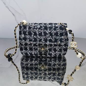 Chanel 23P Small Flap Bag in Black Tweed AS3782