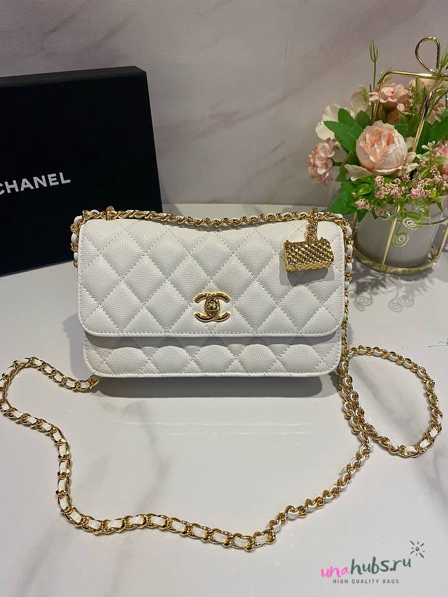 Chanel 23S Woc White Caviar Leather Bag - 1