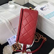 Chanel small foldable red lambskin gold hardware bag  - 5