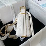 Chanel small foldable white lambskin gold hardware bag - 6