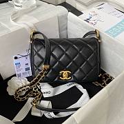 Chanel small foldable black lambskin gold hardware bag - 1