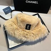 YSL Fur Bucket Beige Hat - 3