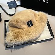 YSL Fur Bucket Beige Hat - 2