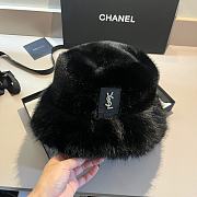 YSL Fur Bucket Black Hat - 1