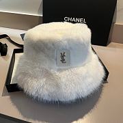 YSL Fur Bucket White Hat - 1