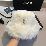 YSL Fur Bucket White Hat - 5