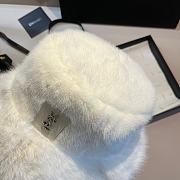 YSL Fur Bucket White Hat - 4