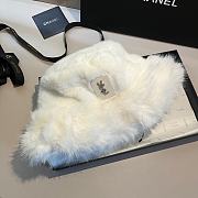 YSL Fur Bucket White Hat - 2