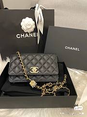 Chanel Woc flower CC Grained Black Calfskin Bag - 3