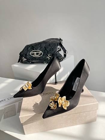 Jimmy Choo gold flower heels 02