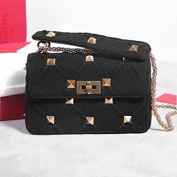 Valentino Garavani black fabric 25cm bag